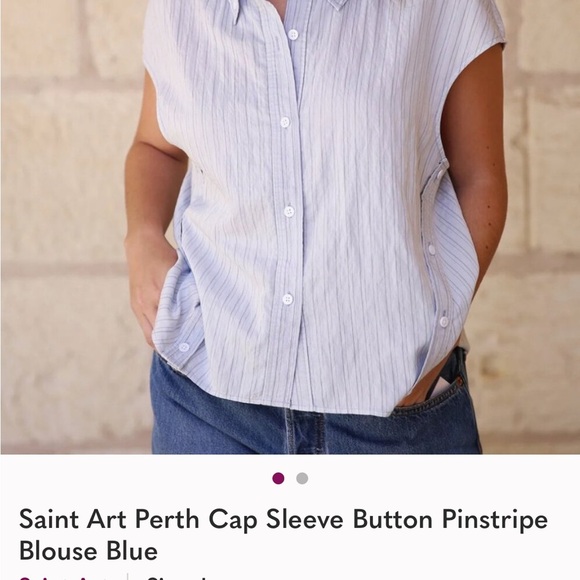 NWT Saint Art Perth Pinstripe blouse M - Picture 2 of 10